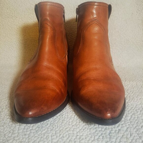 Paul Green Leather Niche Pointed Toe Leather Booties in Cognac Star - Size 7 - Picture 4 of 13